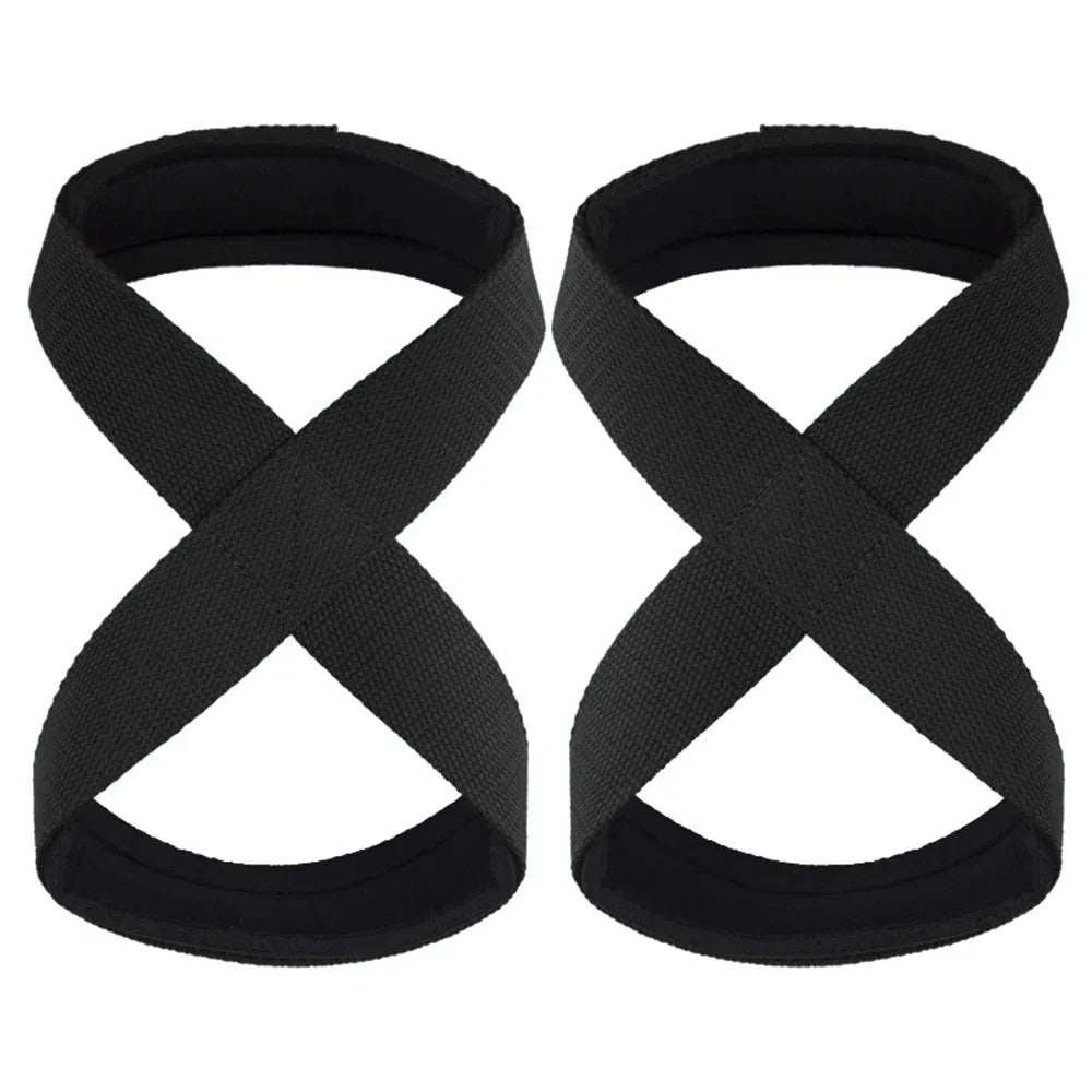 Padded Figure 8 Straps Deadlift Weight Lifting Wrist Straps Power Lifters Workout Pull-Ups Horizontal Bar Gym Fitness