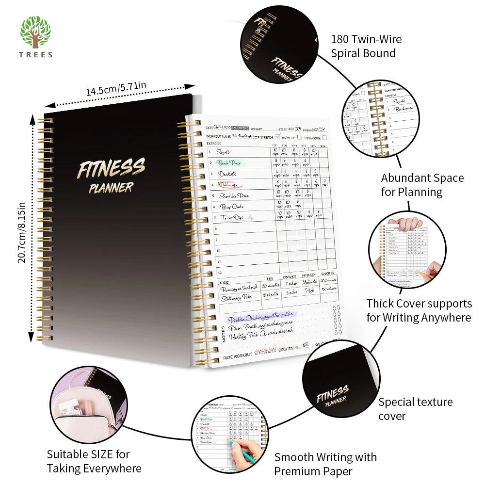 GymEquipz Spiral Bound Workout Logbook