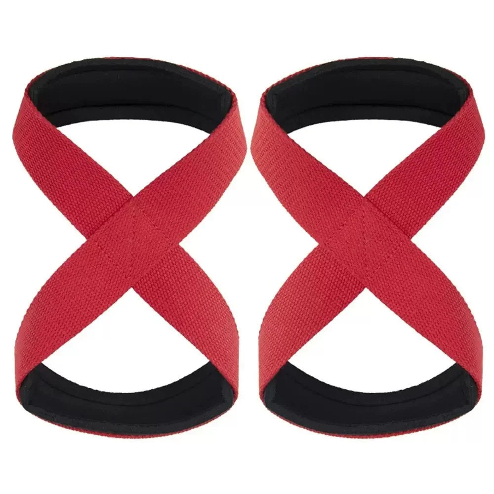 Padded Figure 8 Straps Deadlift Weight Lifting Wrist Straps Power Lifters Workout Pull-Ups Horizontal Bar Gym Fitness